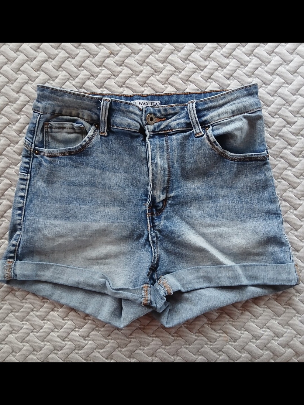 Wax Jean Light Blue Rolled Hem Denim Shorts